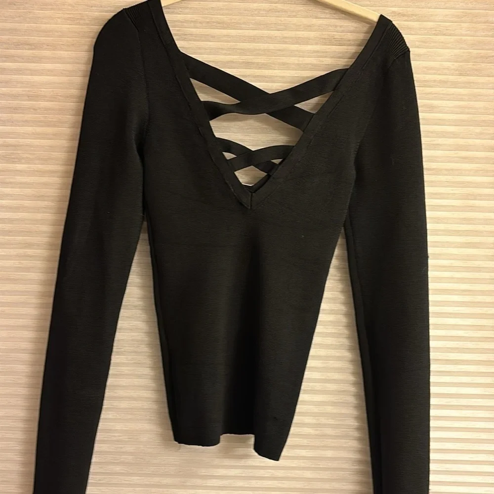 NWT Free People Deep V Neck Cross Cross Back Top Large